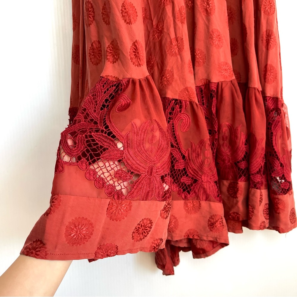 Free People Stevie Bobo Burnt Orange Red Midi Dress - Picture 9 of 14